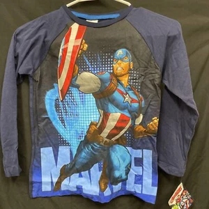 Captain America Graphic Kids Pajama Long Sleeve Pants Set Size 6 - Picture 1 of 3