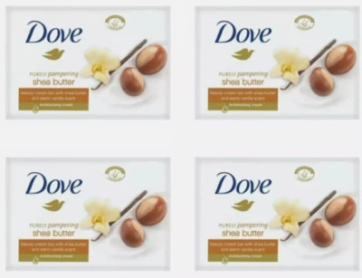 4x DOVE Shea Butter Beauty Cream Bar Twin bar 90g (8 Bars Total) - Image 1 of 2
