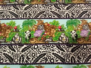 Lucy & Me 1996 Fabric Hi-Fashion Fabrics Cotton Jungle Animals Zebra 54"Lx42"W - Picture 1 of 6