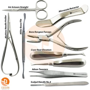 Dental Oral Surgery Instruments Tooth Extraction Forceps Root Elevators Vets - Picture 1 of 9