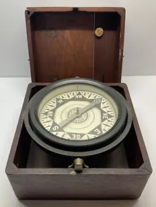 D. Baker Boston Massachusetts Ships nautical floating compass in wooden box - Picture 1 of 9