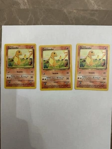 Lotto 3x CHARMANDER 46/102 - CARTA POKEMON WOTC VINTAGE - SET BASE - QUASI NUOVA LP QUASI NUOVA! - Foto 1 di 8