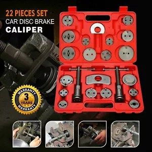 22 PIECES UNIVERSAL AUTO CAR DISC BRAKE CALIPER PISTON REWIND WIND BACK TOOL KIT - Foto 1 di 7