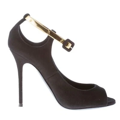 GIUSEPPE ZANOTTI chaussures femme Mistico black suede open toe ankle strap pump - Photo 1/4