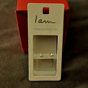 I Am Earrings .925 Sterling Silver - Cubic Zirconia - Picture 1 of 3
