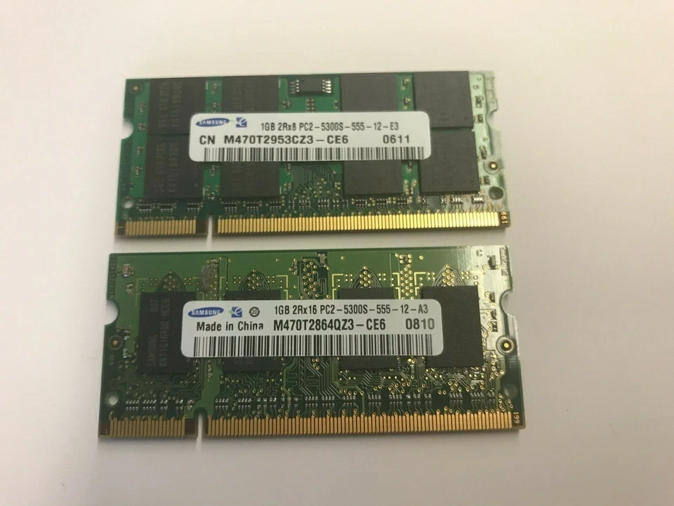 2x1GB  PC2-5300   MEMORY RAM FOR LAPTOP IBM  Thinkpad DELL HP R60 R60i T61p  - Image 1 of 1