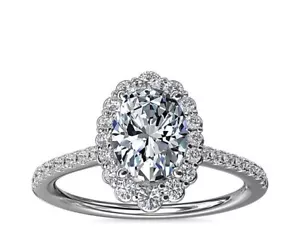 2.50 Ct Oval IGI Certified Lab Grown Diamond Wedding Rings 14K White Gold - Picture 1 of 9