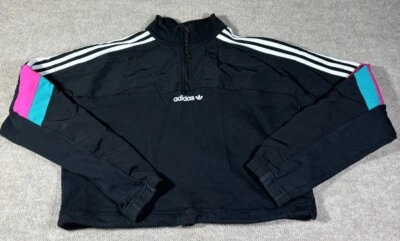 Camiseta corta para mujer Adidas Originals negra aspecto vintage manga larga 3 rayas mediana Foto 1 de 4