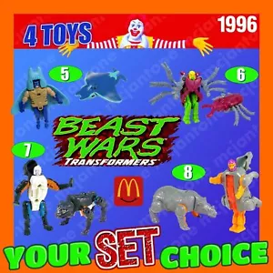 JUEGO DE 4 McDonald's 1996 TRANSFORMERS BEAST WARS Transformer Animal TU ELECCIÓN - Imagen 1 de 7