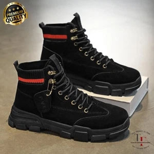 Botas De Tobillo Moda Para Hombre Zapatos Altos Seguridad De Trabajo Fuerte New - Picture 1 of 12