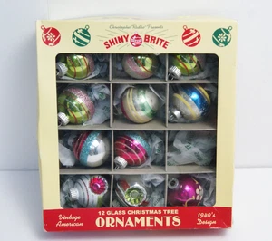 Christopher Radko Shiny Brite Mini Glass Christmas Tree Ornament Set of 8 + READ - Picture 1 of 11