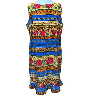 Vestido Vaina Sag Harbor Midi Sin Mangas Brillante Floral y Volantes Geométricos Talla 18 Foto 1 de 4