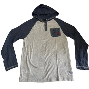 US Polo Assn Hooded Tshirt Youth Medium 10/12 Heather Gray Blue - Picture 1 of 9