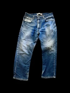 Vintage 90s USA Made Levi’s 505 Blue Regular Fit Jeans 34x28 Distressed Holes - Picture 1 of 13