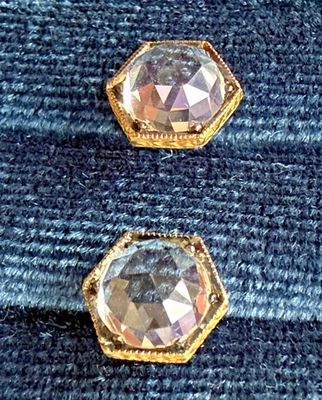 Designer CATHY WATERMAN 22K Yellow Gold Rose Cut Topaz Hexagonal Stud Earrings - Image 1 of 4