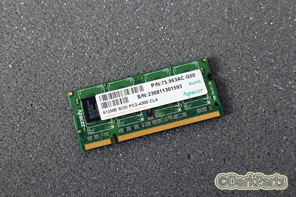 Apacer 75.963AC.G00 512MB SODIMM PC2-4300 CL4 Memory RAM - Image 1 of 1