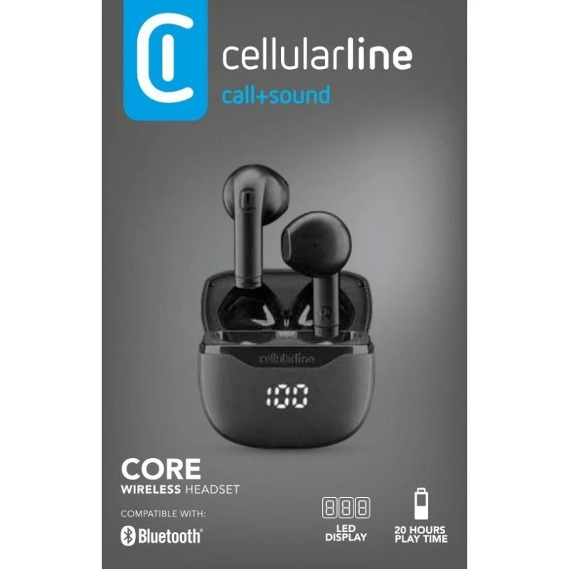 Cellularline Core Auricolare Bluetooth TWS con custodia di ricarica e display le - Immagine 1 di 1