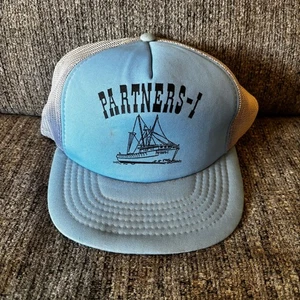 Partners-1 Vintage Trucker Hat Yupoong Snapback Cap Mesh Blue One Size - Picture 1 of 10