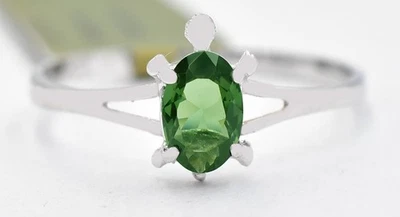 GENUINE 0.75 Cts TSAVORITE TURTLE RING 10k Solid WHITE GOLD -Free Appraisal -NWT - Image 1 of 4