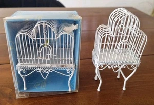 Dolls House White Painted Metal Bird Cage X2 - Picture 1 of 8