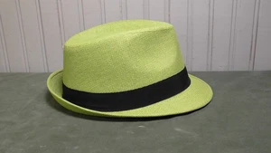 Sombrero Fedora Tejido Angela & Wiliam Negro Banda Borde Verde Lima Talla Única - Imagen 1 de 7