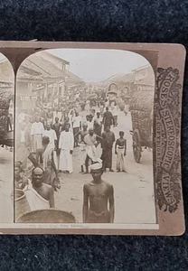 Vintage Stereoscope Card Ceylon 4275 Street Scene Petta As per Image - Picture 1 of 2