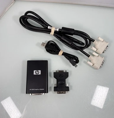 HP USB Graphics Adapter USB to DVI Adapter NL571AA Black w/ USB Cord & Extension - Image 1 of 4