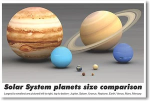 Solar System Planets Size Comparison - NEW Classroom Science Poster - Picture 1 of 1