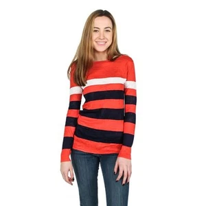 Nuevo con etiquetas Suéter Para Mujer Hiho Emory Coral Claro Cielo Nocturno Blanco Rayas 100% Lino XL - Imagen 1 de 1