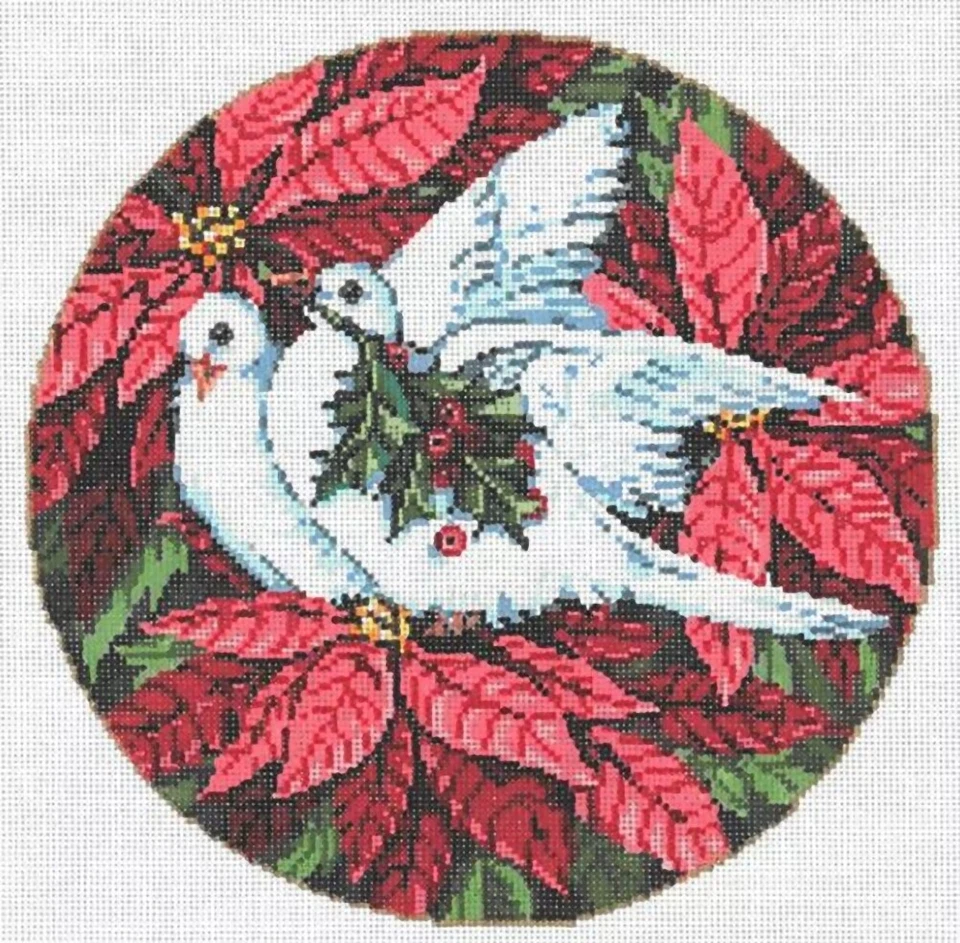 Needlepoint Handpainted Christmas Sandra Gilmore Gentle Pair 8" - Image 1 of 1