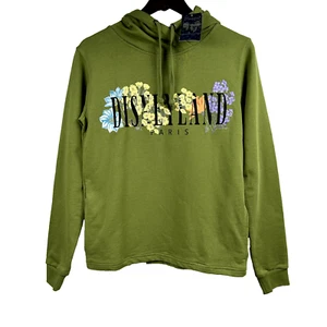 Disneyland Paris Womens XS Floral Hoodie Green Flowers Print Hooded Sweatshirt - Picture 1 of 21