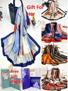 Multi-Design Silk Scarves 180x90cm Long Shawl Wraps Neck Head Scarves Hijab Tie - Picture 1 of 82