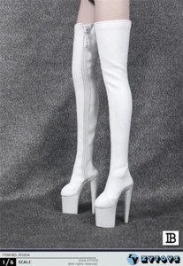 ZY Toys 1/6 Mujer Figura de Acción Blanco Plataforma Botas 1014B - Imagen 1 de 3