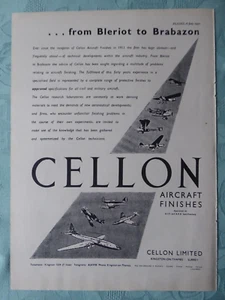 7/1951 PUB CELLON AIRCRAFT FINISHES FROM BLERIOT TO BRABAZON ORIGINAL AD - Picture 1 of 1