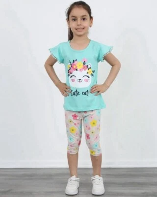 Girl's Cute Cat Matching Set Brand New Made in Turkey - Image 1 of 4