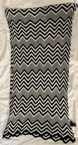 Cejon Black & White Bamboo & Cotton Scarf 15" X  70" Zigzag Stripes - Picture 1 of 5