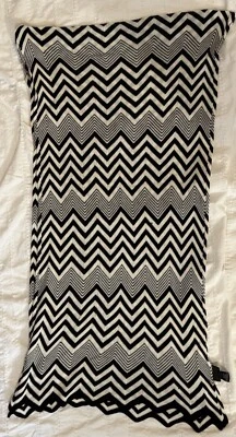 Cejon Black & White Bamboo & Cotton Scarf 15" X  70" Zigzag Stripes - Image 1 of 4
