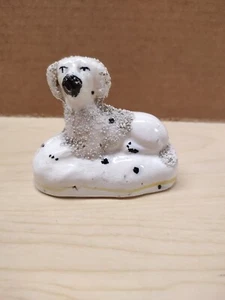 Antique Staffordshire Confetti Poodle Dog Porcelain Figurine - Picture 1 of 7