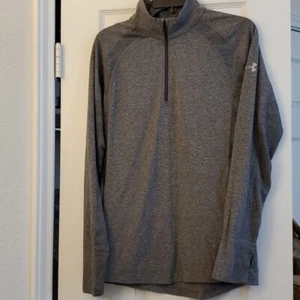 Under Armour Swyft 1/4 Zip Long Sleeve Top Small Mens Gray Running Slits-Thumb - Picture 1 of 12