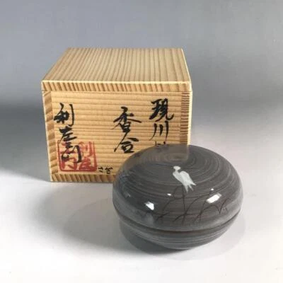 Круглый ладанник посуда Genkawa Takemura Rizaemon Sagi-e с коробкой чайная посуда - Изображение 1 из 4