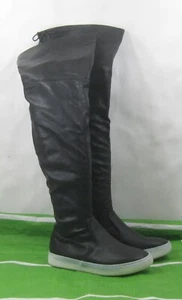 Black flat Round Toe Over  Knee  Boot women Size 7.5 - Picture 1 of 6