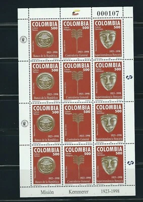 FOLHA MUSEU OURO COLÔMBIA 1998 X 12 MNH - Imagem 1 de 3