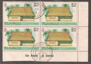 Tuvalu #36 (A3) VF USED BLOCK - 1976 $2 The House Of Questa - Picture 1 of 1