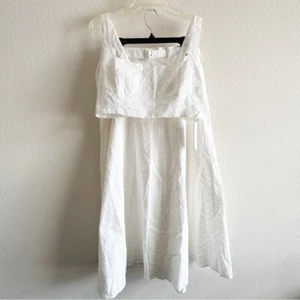 Reformation New Cole Two Piece Skirt Set White Eyelet Size 10 - Picture 1 of 9