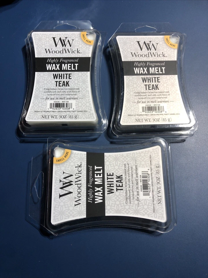 Cera de teca branca Woodwick derrete, 3 peças - Imagem 1 de 1