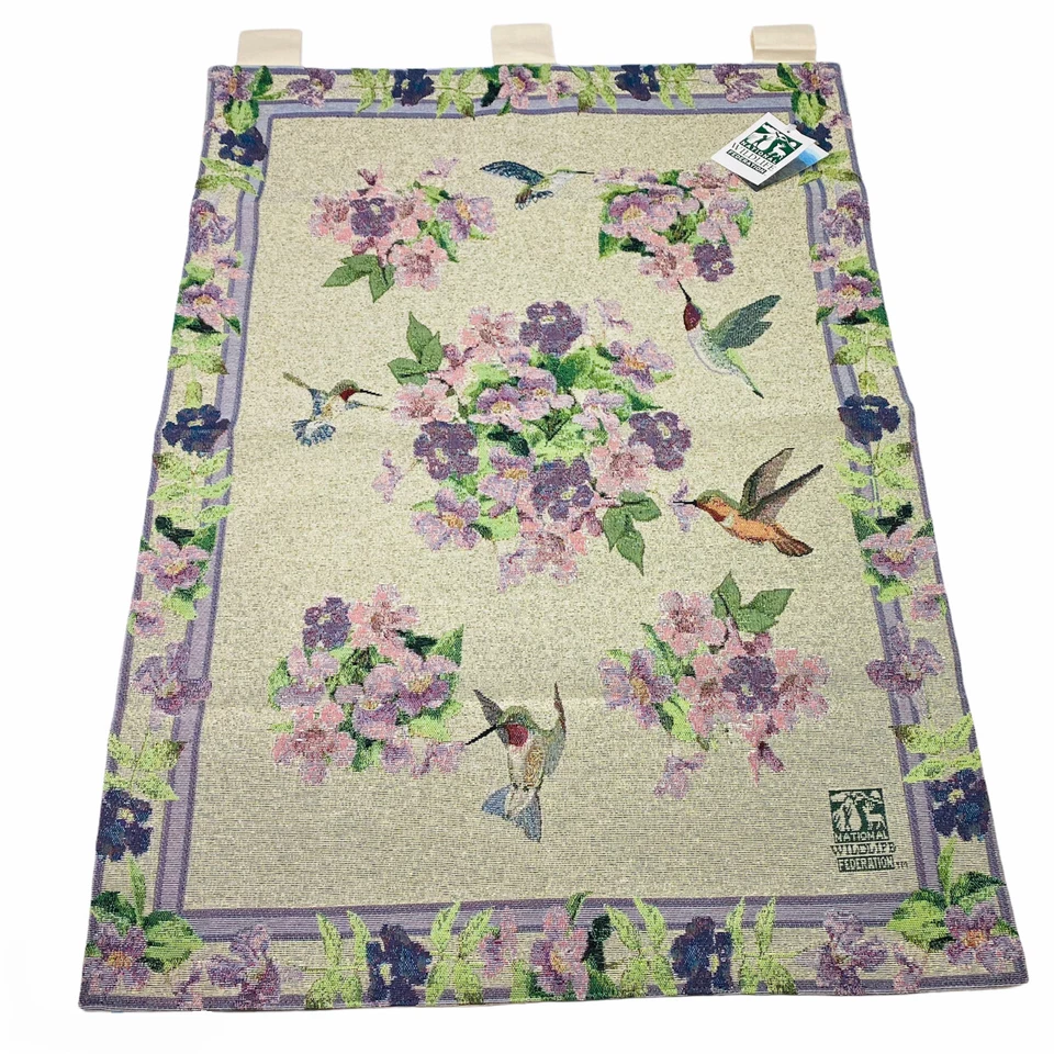 Alas de la Naturaleza Colibríes Floral Federación de Vida Silvestre Tapiz Colgante de Pared  Foto 1 de 1