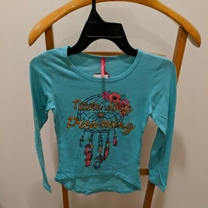 Cute 4 Girls Long Sleeve Small 7/8 Top Shirt ~ NEVER STOP DREAMING 🆕 - Picture 1 of 4