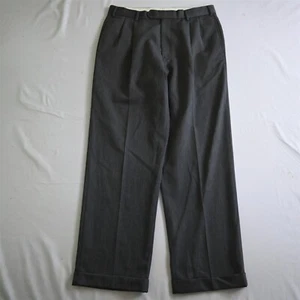 Brooks Brothers 32x30 Gray Pleated Cuffed 100% Wool Mens Dress Pants - Picture 1 of 9