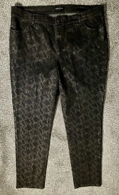 Pantalones de mezclilla para mujer Lafayette 148 NY talla 14 estampado de serpiente encaje jacquard negros Foto 1 de 4