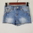 Justice Denim Shorts Womens Size 12 Low Rise Distressed Medium Wash Blue Jean